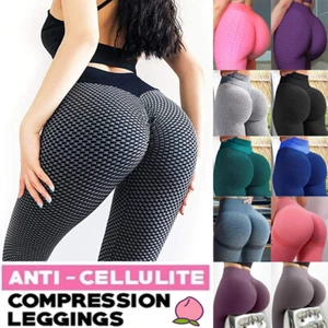 Women Anti-Cellulite Push Up Leggings Tik Tok Butt Lift Stretch Yoga Pants Gym - Picture 1 of 110