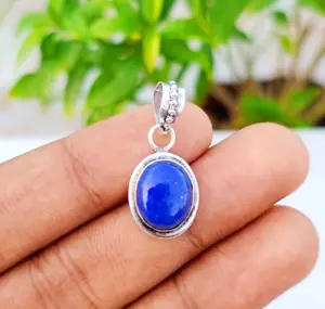 Natürlicher Lapislazuli Edelstein Anhänger 925 Sterling Silber Handarbeit Schmuck - Bild 1 von 5