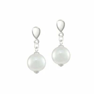 Duchy White Shell Pearl Silver Tone Drop Clip On Earrings - Picture 1 of 2