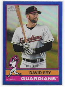 2025 Topps Heritage Chrome Blue Refractors 408 David Fry Cleveland Guardians/150 - Picture 1 of 2