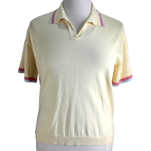 Lands End Poloshirt Damen Größe 1X Gelb Pullover Strick Kurzarm Baumwolle Oberteil - Bild 1 von 7