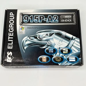 ECS ELITEGROUP 915P-A2 V7.1 ATX Motherboard LGA 775 w/ I/O Manual & CD Untested - Afbeelding 1 van 11
