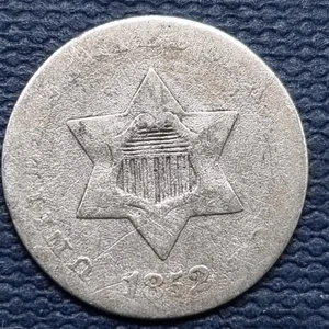 1852 Three Cent Piece 3c Silver Trime Circulated #93495 - Picture 1 of 2