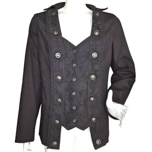 Chaqueta TRIPP NYC, XL, Negra, Ribete Floral Encaje, Botones, Manga Larga, Steampunk - Imagen 1 de 10