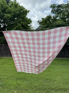 MCM Rosa Weiß Tischdecke Mittagessen Quadratisch Karo Karo Leinen 49" Quadrat Vintage Posten 3 - Bild 1 von 7