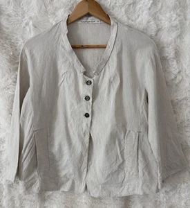 TRANSIT PAR SUCH Linen Button Front Light Jacket Top Blouse Size 3 12 AU - Picture 1 of 7