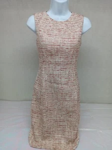 Abito donna Tahari senza maniche a tubino taglia media colore rosso crema chiusura zip - Foto 1 di 15