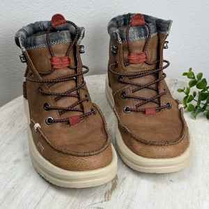 Hey Dude Youth J3 Cognac Plaid Bradley Classic Boots Leather Lace Up LB1-5 - Picture 1 of 6