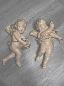 Vintage Engel 2er Set handbemalt Kreidegeschirr - Bild 1 von 15