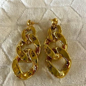 D'BELLO Acryl Kette Glieder Ohrstecker leichte Farbe gold - Bild 1 von 4