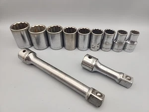 🇺🇸 Craftsman 9 piezas 1/2" Drive SAE 12 PT enchufes poco profundos =V= Serie 2 extensiones - Imagen 1 de 18