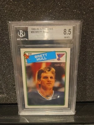1988-89 O-Pee-Chee Brett Hull Rookie RC BGS 8.5 NM-MT+  - Image 1 of 2