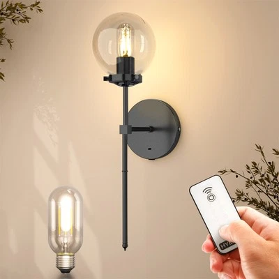 Battery Operated Wall Light Rechargeable Indoor Wall Sconce Light Fixture Remote - Image 1 of 4