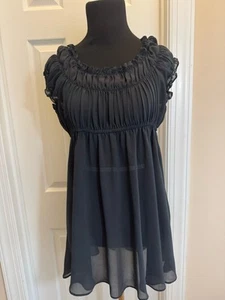 Y2k Sheer Black Lace Baby Doll S Blouse Tunic Whimsigoth Milkmaid Romantic Soft - Picture 1 of 19