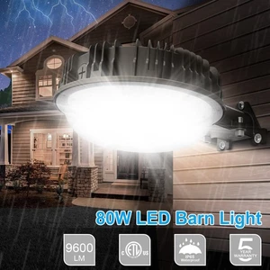 80W LED Barn Light Dusk to Dawn Outdoor Yard Street Security Lighting 11200LM US - Picture 1 of 12
