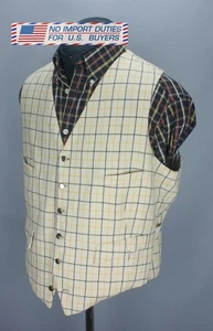 Pakeman Catto & Carter Herren Jagdweste weiß kariert Wolle Größe 46 Weste - Bild 1 von 24