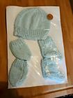 hand knitted baby hat mitterns and boots  0-3 Months