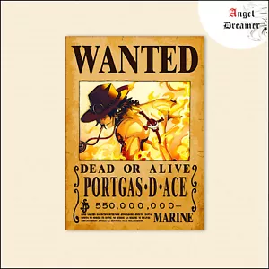 Poster One Piece Wanted Ace Prime 550 millions Berry toile tableau Affiche Déco - Foto 1 di 4