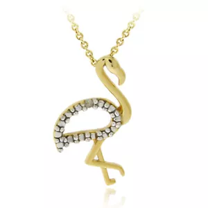 Gold over 925 Silver Diamond Accent Flamingo Necklace, 18" - Picture 1 of 3