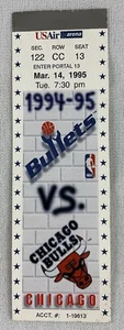 NBA 1995 03/14 CHICAGO BULLS at WASHINGTON BULLETS Ticket-Scottie Pippen 30&10 - Picture 1 of 1