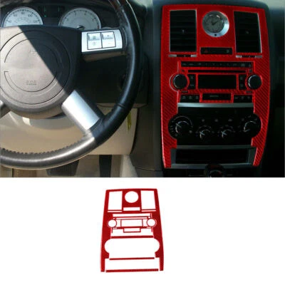 Capa console central interior fibra de carbono vermelha acabamento 5 peças para Chrysler 300 05-07 - Imagem 1 de 4