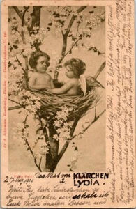 Valentine Lovers Heart Vintage Postcard Cupid Lady Psyche Love Tree Nest Spell - Bild 1 von 2