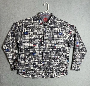 Au Noir Las Vegas Grafikdruck Button Down Hemd Herren 9 grau kariert - Bild 1 von 22