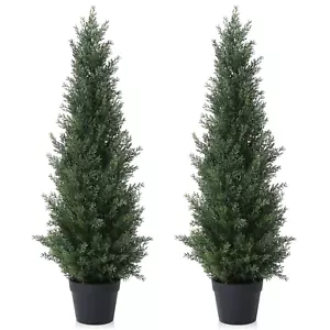 Artificial Cedar Tree 2 Pack 3 Ft Outdoor Artificial Topiary Cedar Plants Fake T - Picture 1 of 12