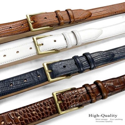 Cinturón de vestir italiano de cuero genuino con hebilla de latón macizo de 1-1/8" (30 mm) de ancho Foto 1 de 4