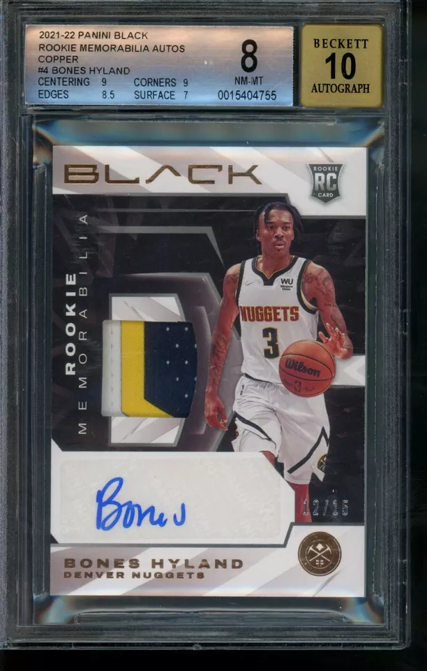 2021-22 PANINI BLACK BONES HYLAND ROOKIE PATCH AUTO COPPER 12/15 BGS 8/10 - Image 1 of 2