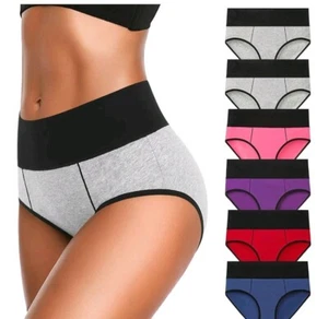 Underwear for Women Cotton High Waist Panties Full Coverage Briefs Soft - Picture 1 of 5