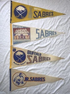 Lot (4) Vintage Buffalo Sabres Pennants Classic 30" Felt - Nostalgic Collectible - Picture 1 of 18