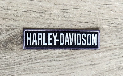 Ecusson moto Harley Davidson patch bande 10cm x 2.cm gris pour blouson biker 🏍️
