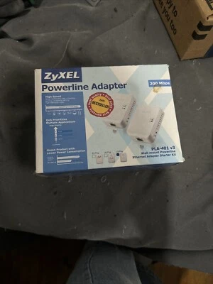 New Zyxel PLA-401 V3 Kit Powerline adapter kit - HomePlugAV (pack of 2) AV200 - Image 1 of 4