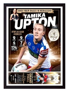 Framed 2023 Newcastle Knights NRLW Dally M Poster Tamika Upton - 45 x 32 x 3cm - Bild 1 von 4