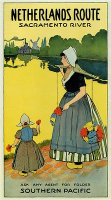 holland Europe - Vintage painting - Travel Poster - art Print for Frame 36" 1911 - Image 1 of 4