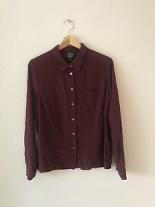 Laura Ashley Vintage Burgundy Silk Shirt  Blouse - Size 14