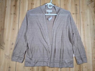 Cárdigan Nanette Lepore Mediano Beige Lino Manga 3/4 Transparente Recortado Abierto Nuevo con Etiquetas Foto 1 de 4