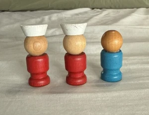 3 Vintage Wooden Fisher Price Little People 2 Sailors - Picture 1 of 2