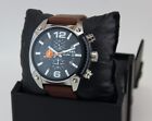 NEW AUTHENTIC DIESEL OVERFLOW SILVER BROWN LEATHER CHRONOGRAPH MENS DZ4204 WATCH