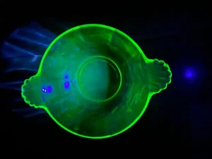 Uranium Glass Handled Dessert Bowl - Picture 1 of 4