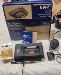Sears Mini Cassette Tape Recorder 612172 with Power Adapter and Original Tag - Picture 1 of 6