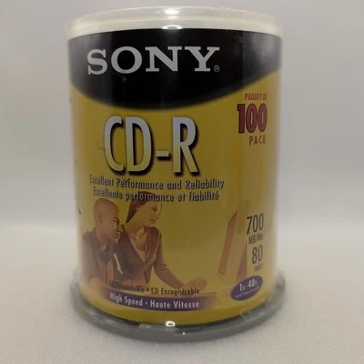 Sony CD-R 700MB Storage Media Discs 80 min Pack of 100 Blank CDs Factory Sealed - Image 1 of 4