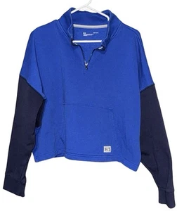 Under Armour Womens 1/4 Zip Pullover Jacket Cropped Blue Sz L Large - Picture 1 of 7