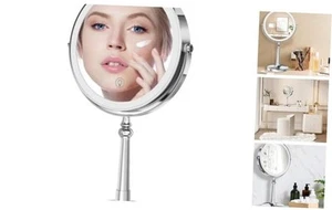 9" Large Make up Vanity Mirror with Lights Chrome Two Way Mirror 1x/10x - Picture 1 of 7