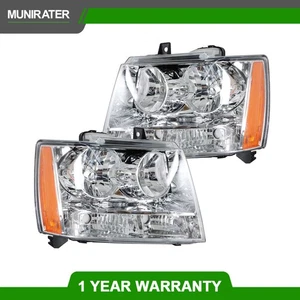 Front Headlights Amber Corner Chrome Pair For Avalanche/Suburban/Tahoe 2007-2014 - Picture 1 of 12