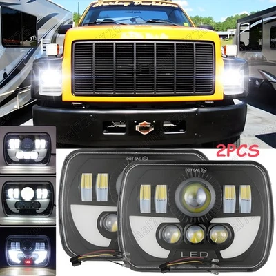 Par de faros LED cuadrados H4 de 7x6" 5x7" pulgadas para Chevy C6500 C7500 Kodiak C8500 Foto 1 de 4