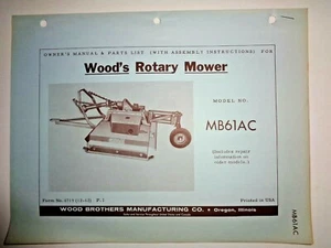 Woods MB61AC Kreiselmäher Cutter Operators Owner Parts Manual Allis Snap Coupler - Bild 1 von 2