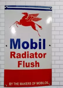 Mobil Radiator Flush Rare Porcelain Enamal Heavy Metal 36 inches " Double Side - Picture 1 of 2