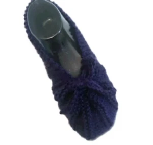 Purple Slippers With Pleats Knitting Printed Pattern Is not a finished product. - Picture 1 of 6
